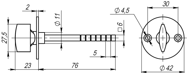 Ручка поворотная BK6.R.SB30 (SB-30/6) CP-8 хром, ARMADILLO (АРМАДИЛЛО) — изображение 2