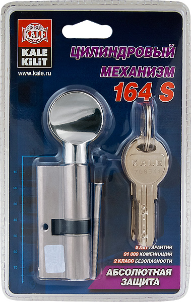 Цилиндровый механизм с вертушкой 164 SM/70 (30+10+30) mm упк.БЛИСТЕР никель 5 кл., KALE KILIT (КАЛЕ КИЛИТ) — изображение 3