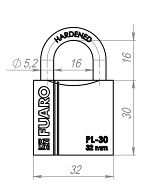 Замок навесной PL-PROTEC-3032 3key (PL-3032) англ. /блистер, FUARO (Фуаро) — изображение 2