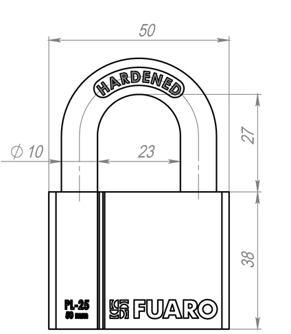 Замок навесной PL-PROTEC-2550 4 fin key (PL-2550) фин. /блистер, FUARO (Фуаро) — изображение 2