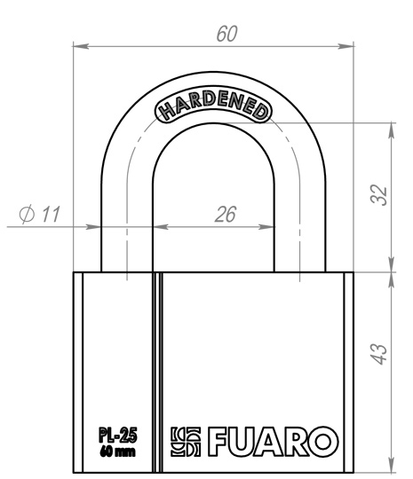Замок навесной PL-PROTEC-2560 4 fin key (PL-2560) фин. /блистер, FUARO (Фуаро) — изображение 2