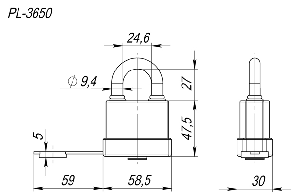 Замок навесной PL-WEATHER-3650 3key (PL-3650) англ. /блистер, FUARO (Фуаро) — изображение 2