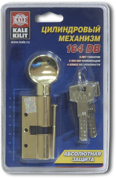 Цилиндровый механизм с вертушкой 164 DBM-E/70 (30+10+30) mm латунь 5 кл., KALE KILIT (КАЛЕ КИЛИТ) — изображение 3