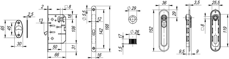 Набор для раздвижных дверей SH.LD152.KIT011-BK (SH011-BK) AB-7 бронза, ARMADILLO (АРМАДИЛЛО) — изображение 2