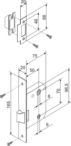 Защелка врезная METF72-50 (F72-50) AB бронза, FUARO (Фуаро) — изображение 2