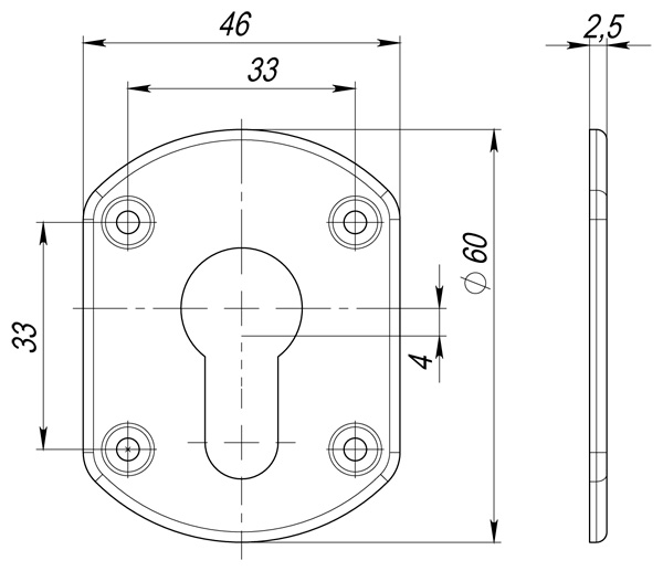 Накладка на цилиндр ESC.C+C/OV.set (ESC031) CP хром (2шт.), FUARO (Фуаро) — изображение 2