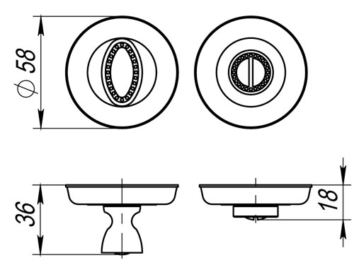 Ручка поворотная BK6.R.SM58 (BK6 SM) AB-7 матовая бронза, FUARO (Фуаро) — изображение 2