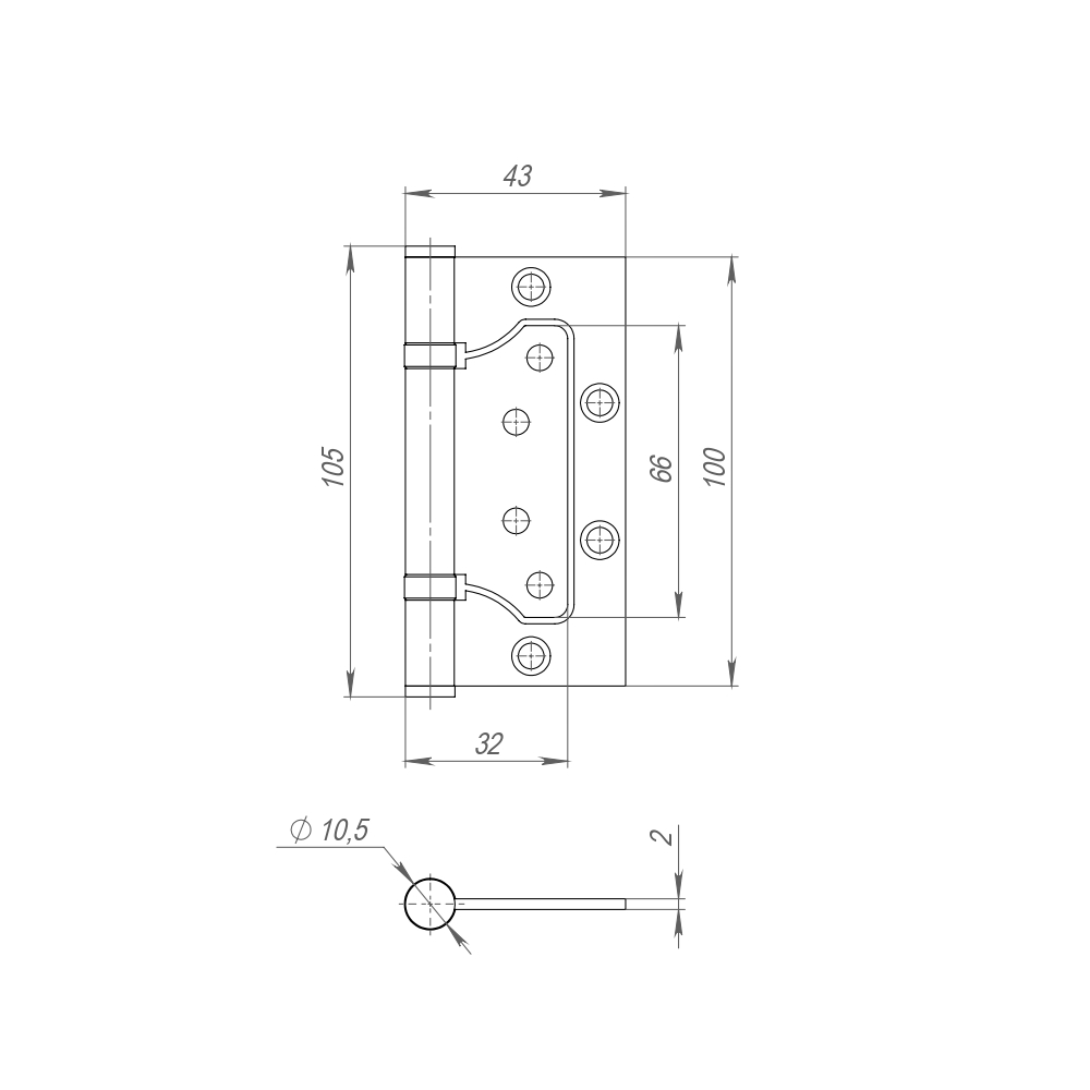 Петля универсальная без врезки IN4300W CP (300-2BB 100x2) (хром), FUARO (Фуаро) — изображение 2