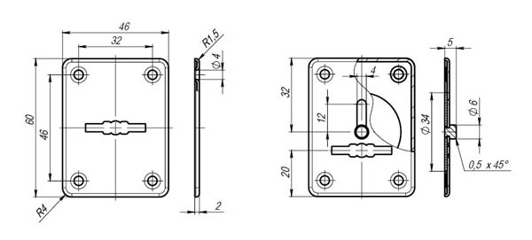 Накладка на сувальдный замок ESC.S-lift+S/K.set (ESC081/082) хром (2шт.), FUARO (Фуаро) — изображение 2