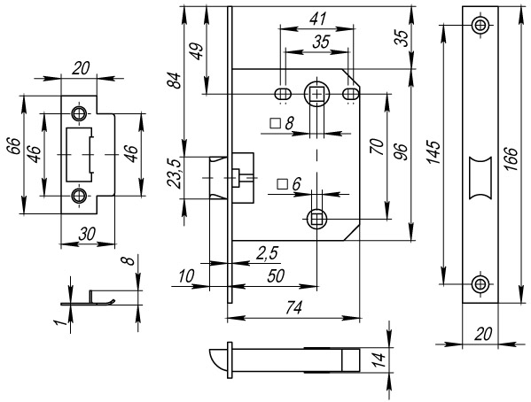 Защелка врезная PLASTP72-50 (P72-50) CP хром, FUARO (Фуаро) — изображение 2