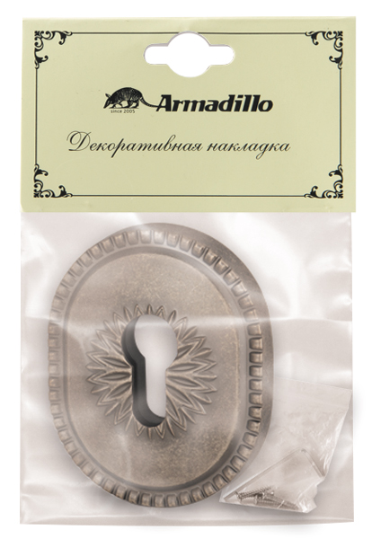 Накладка на цилиндр ESC.C.CL/OV (ET-DEC CL) AS-9 античное серебро, ARMADILLO (АРМАДИЛЛО) — изображение 3