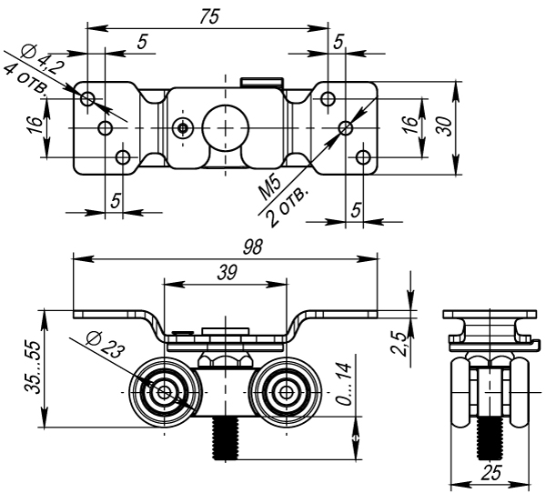 Комплект роликов для раздвижных дверей SLD.Comfort.SET.rollers/60 (DIY Comfort 60/4 kit), ARMADILLO (АРМАДИЛЛО) — изображение 2