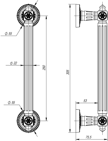Ручка-скоба PULL.CL250.Matador ( Matador PULL CL) BB-17 коричневая бронза, ARMADILLO (АРМАДИЛЛО) — изображение 2