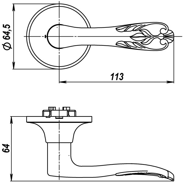 Ручка защелка DK633 MAB-ET (6033 MAB-E) (кл./фик.) мат.бронза, PUNTO (ПУНТО) — изображение 2