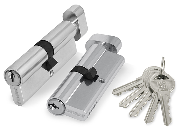 Цилиндровый механизм (100 ZM/90) 1000ZMKnob90(40+10+40) CP хром 5Key с вертушкой, FUARO (Фуаро)