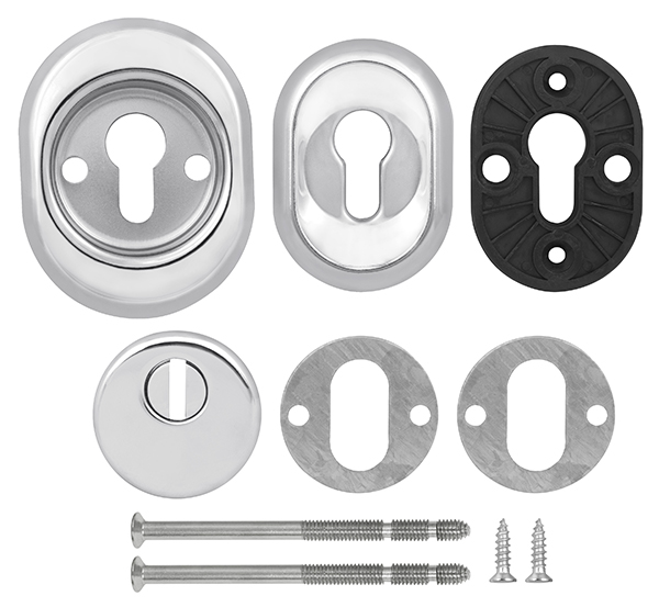Броненакладка DEF.CRE/OV-set.9726 (DEF 9726) M6x90 врезная с чашкой CP-8 хром, FUARO (Фуаро) — изображение 3