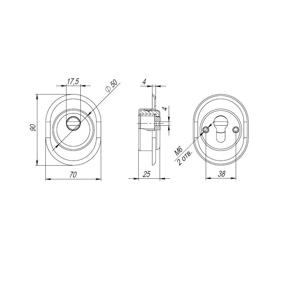 Броненакладка DEF.CRE/OV-set.9726 (DEF 9726) M6x90 врезная с чашкой AB-6 зелёная бронза, FUARO (Фуаро) — изображение 2