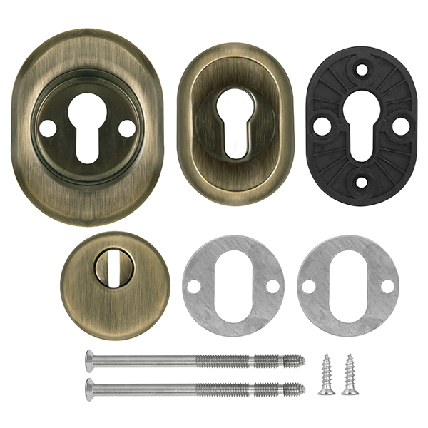 Броненакладка DEF.CRE/OV-set.9726 (DEF 9726) M6x90 врезная с чашкой AB-6 зелёная бронза, FUARO (Фуаро) — изображение 3