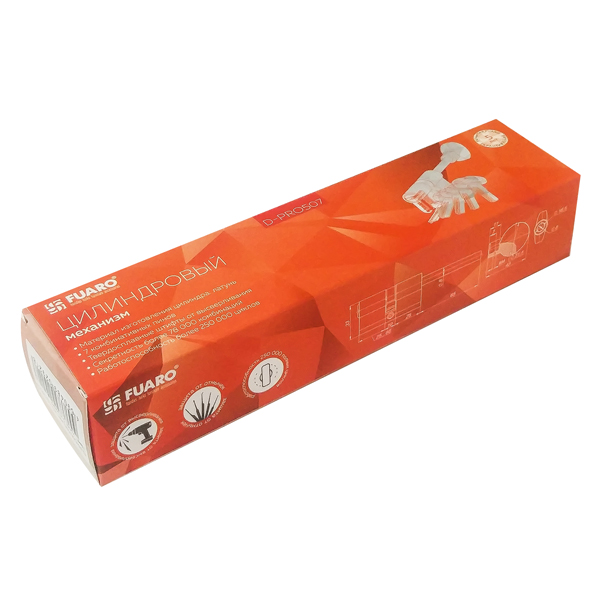 Цилиндровый механизм (D-PRO507/95)D-PRO5007Tang95(60+10+25) CP хром 5Key со штоком, FUARO (Фуаро) — изображение 3