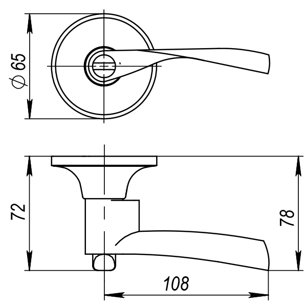 Ручка защелка DK610 CP-BK (6010 CP-B) (фик.) хром, AJAX (АЯКС) — изображение 2