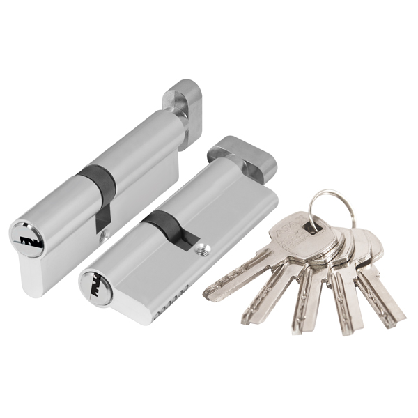 Цилиндровый механизм (AX202/100) AX2002Knob100 (45+10+45) CP хром с вертушкой, AJAX (АЯКС)