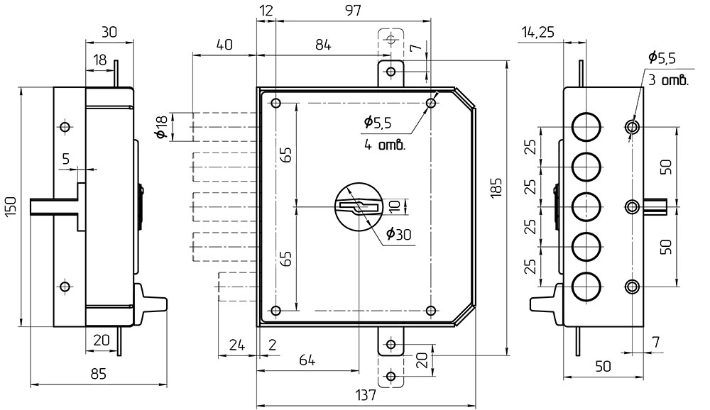 Замок накладной ЗН4 032.1.1 (правый), 5 кл., METTEM (МЕТТЭМ) — изображение 3