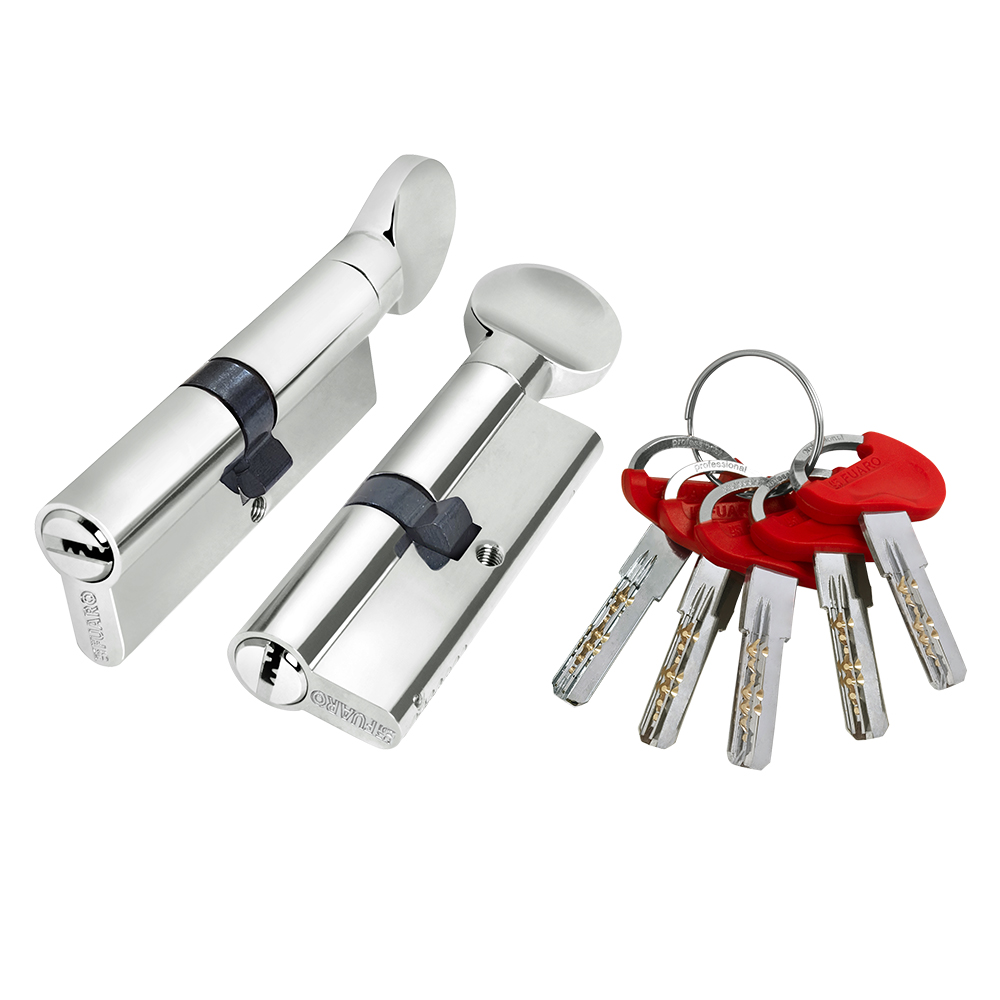 Цилиндровый механизм (D-PRO502-8/80) D-PRO5002-8Knob80(40+10+30) CP хром 5+1Key с верт. перекод., FUARO (Фуаро)