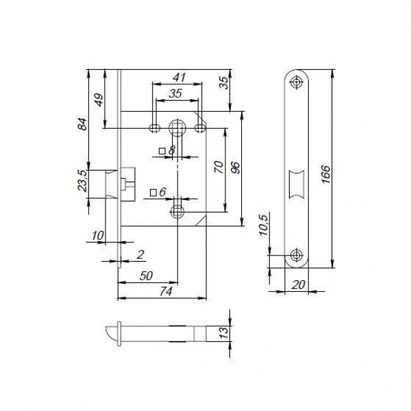 Защелка PLASTPL72-R20 (PL72-R20) (врезная) SN мат. никель тех.упаковка без ответной планки, PUNTO (ПУНТО) — изображение 2