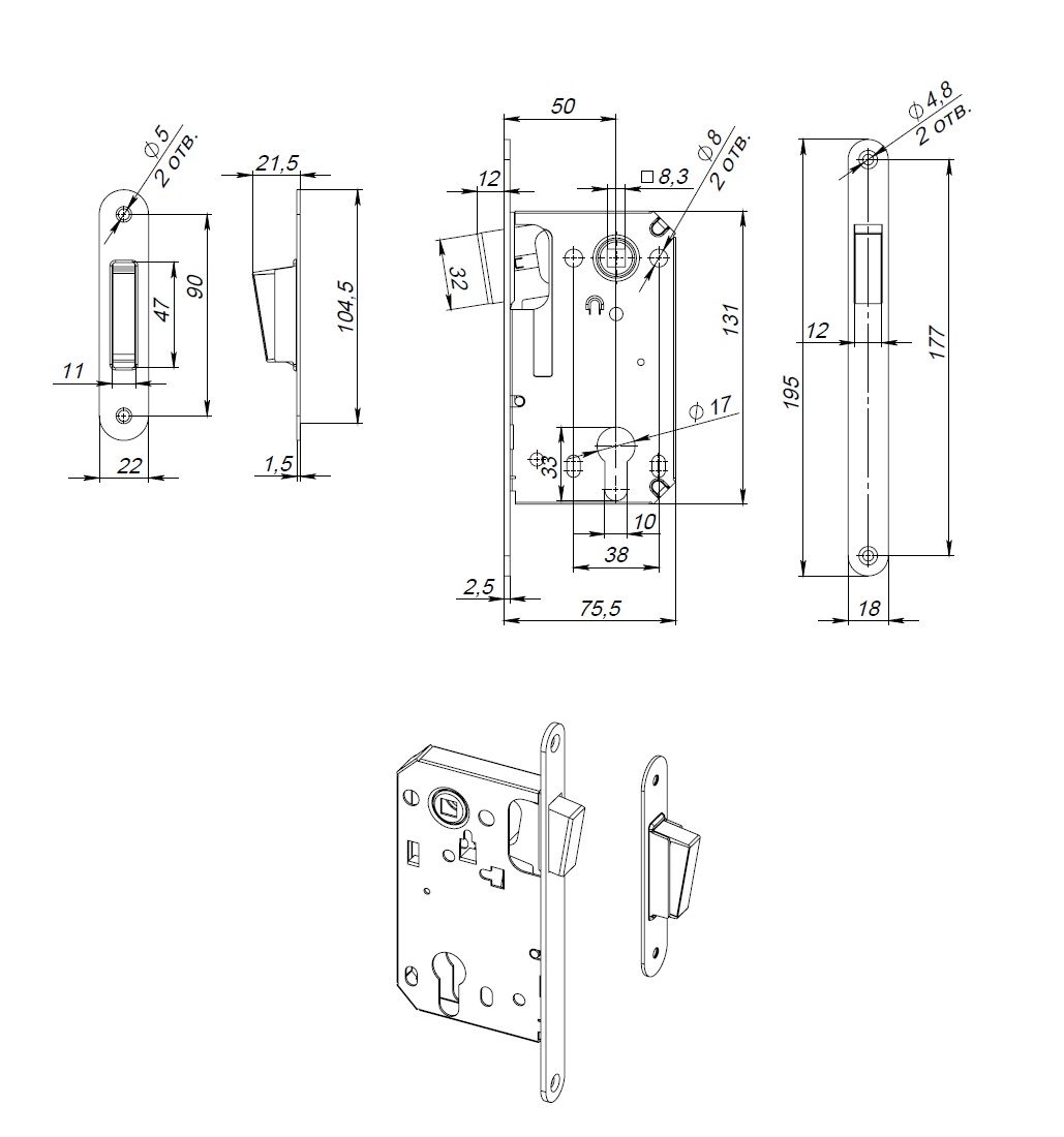 Корпус замка MAGN5300-M-C (5300-M-C) AB бронза, FUARO (Фуаро) — изображение 2