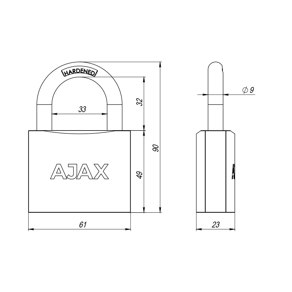 Замок навесной PD-0163 (PD-01-63) 3 key англ., AJAX (АЯКС) — изображение 2