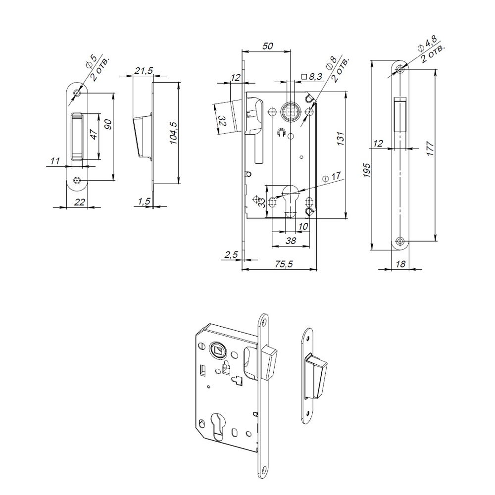 Корпус замка MAGN5300-M-C (5300-M-C) GR графит, FUARO (Фуаро) — изображение 2