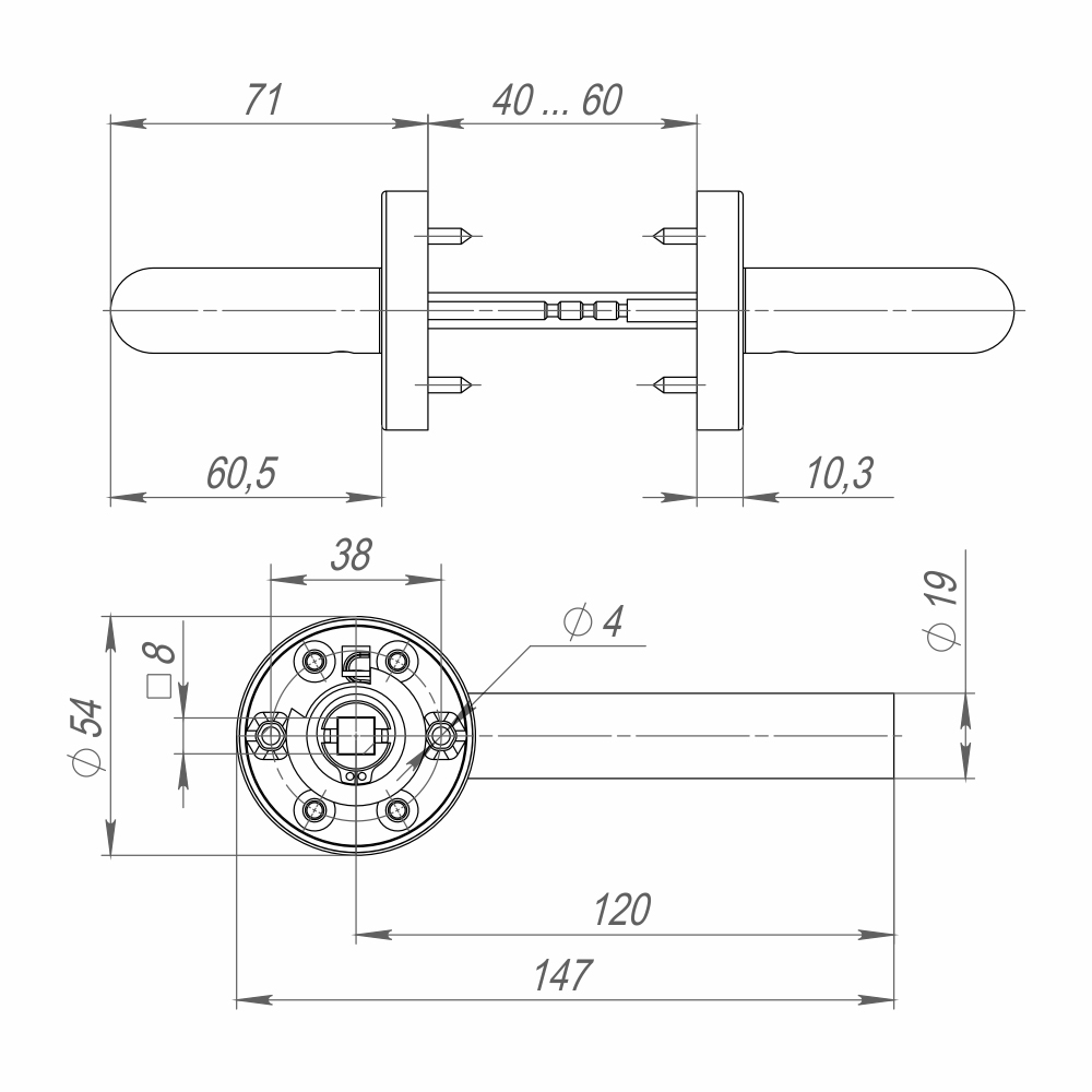 Ручка раздельная R.DSS201-0204/19 (DSS-0204/19) INOX 201, FUARO (Фуаро) — изображение 3