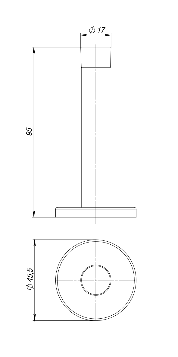 Упор дверной настенный STOPPER/M.15 INOX (нерж. сталь), FUARO (Фуаро) — изображение 2