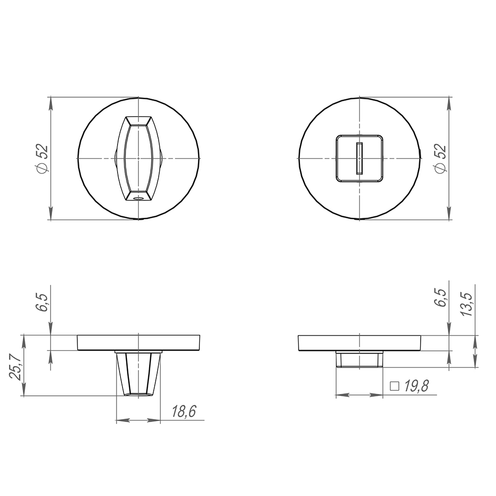 Ручка поворотная BK6.R.SLR52 (BK6 SLR) BL-24 черный, FUARO (Фуаро) — изображение 2