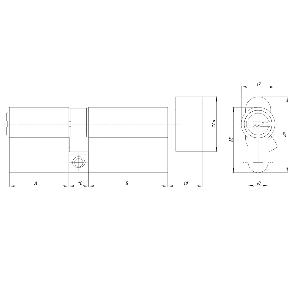 Цилиндровый механизм (AZ202/80) AZ2002Knob80 (40+10+30) CP хром с вертушкой, AJAX (АЯКС) — изображение 2