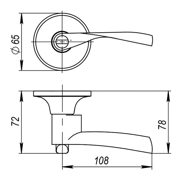 Ручка Ajax (Аякс) защелка DK610 SN-PS (6010 SN-P) (без фик.) мат. никель — изображение 2