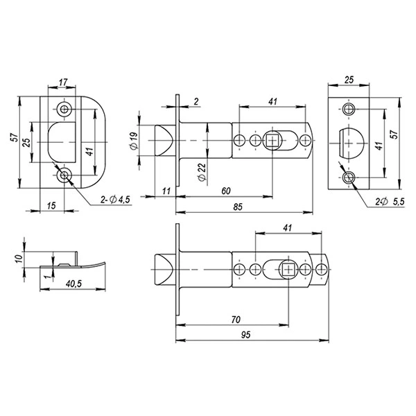 Ручка Ajax (Аякс) защелка DK610 SN-PS (6010 SN-P) (без фик.) мат. никель — изображение 3